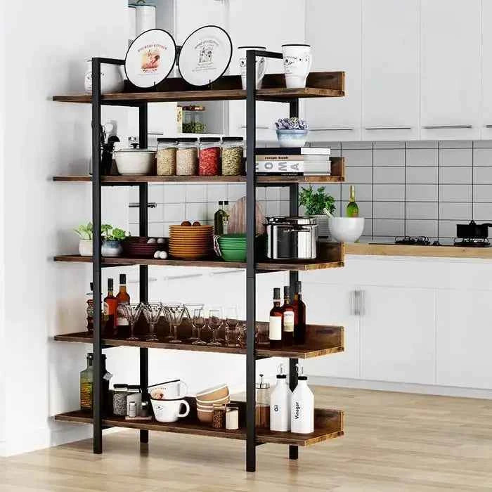 5-Tier Industrial Bookshelf and Display Rack