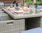 Royalcraft Wentworth cube dining set styled with glasses and bottles