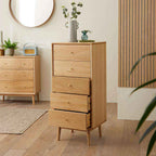 Wright Oak Tallboy Chest of 5 Drawers
