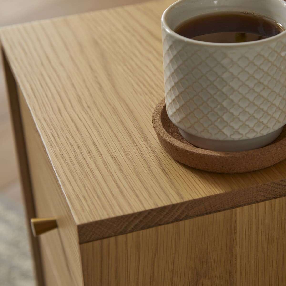 Wright Narrow Oak Bedside Table - Zalynco