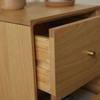 Wright Narrow Oak Bedside Table - Zalynco
