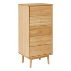 Wright Oak Tallboy Chest of 5 Drawers - Zalynco