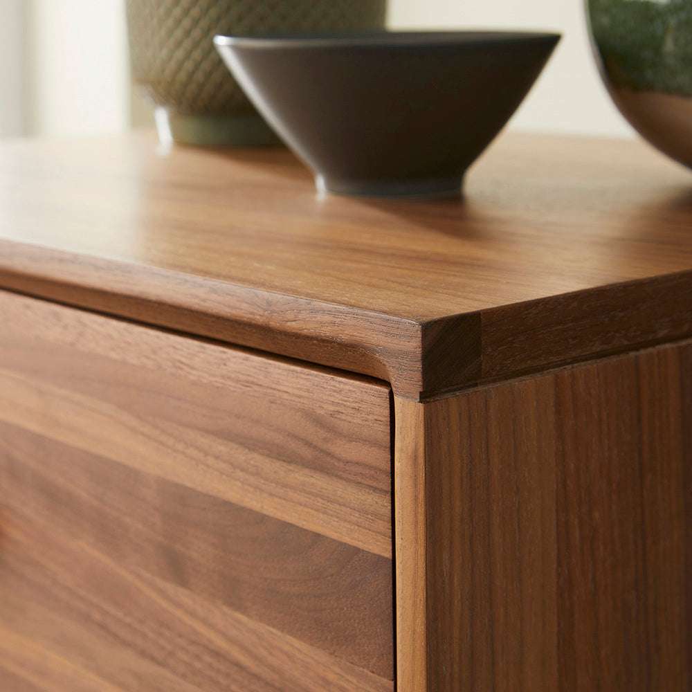 Wright Walnut Tallboy Chest of 5 Drawers - Zalynco