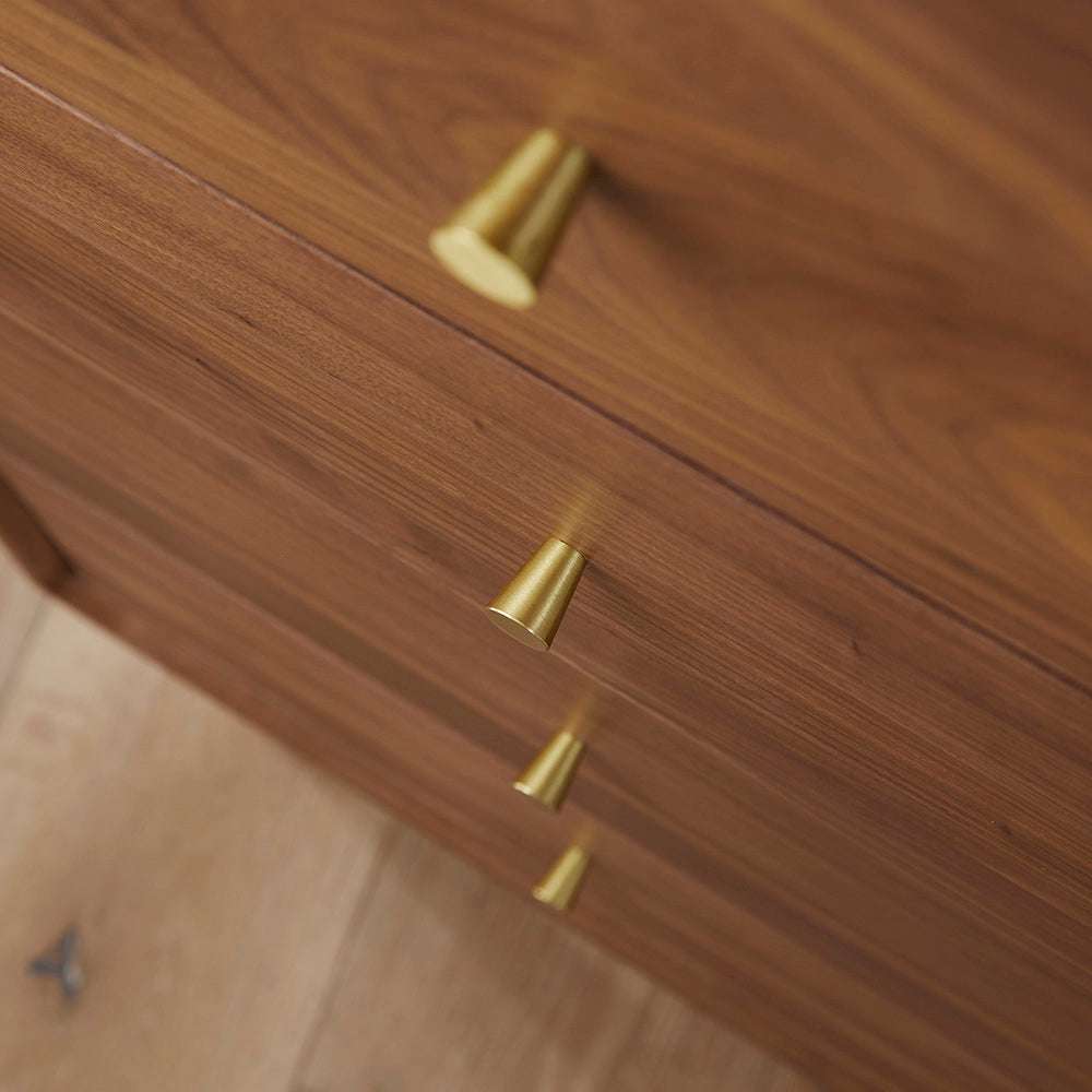Wright Walnut Tallboy Chest of 5 Drawers - Zalynco