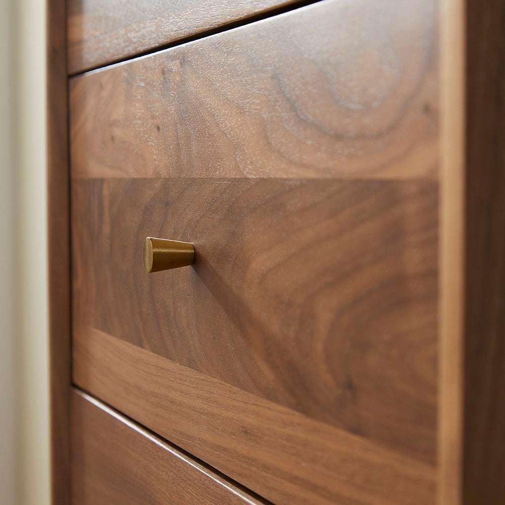 Wright Walnut Tallboy Chest of 5 Drawers - Zalynco