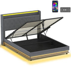 Modern bed with storage compartments and LED lighting 